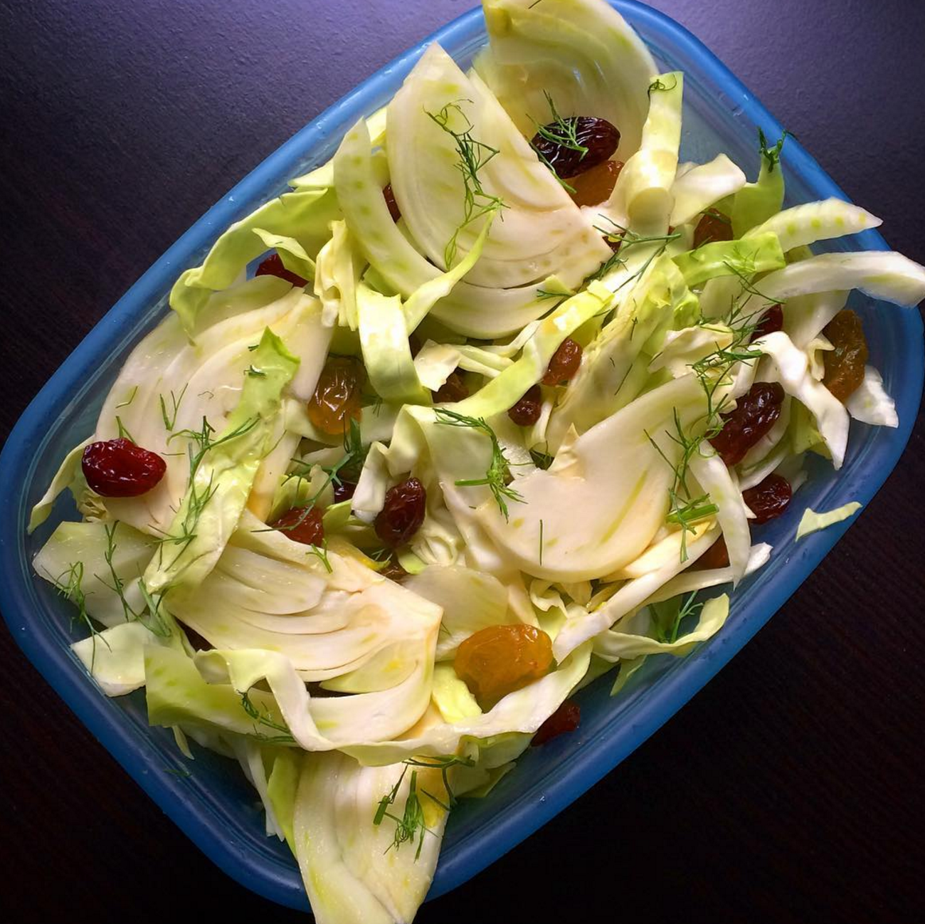 You can use cabbage as the base, but lots of other crunchy vegetables will work if you slice them thinly enough. Fennel, carrots, and bell peppers are all great choices. Add dried fruit for a little sweetness, too.Recipe: Fennel Salad With Raisins
