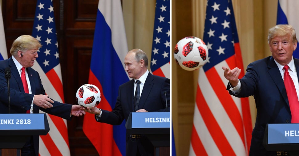 Putin Gave Trump A Soccer Ball As A World Cup Gesture. Trump Tosses It To Melania, Says Barron Will Have It.