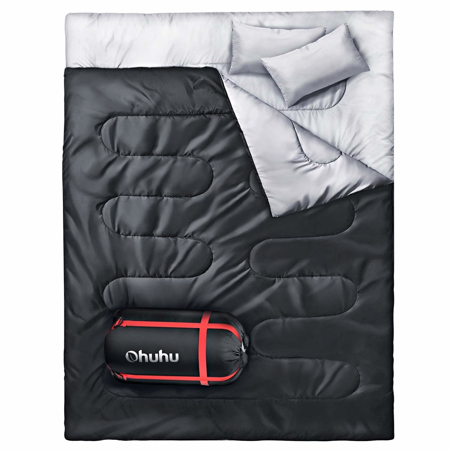 This sleeping bag should fit anyone under six feet tall comfortably, but if you're taller than that, it might not be for you. Also! It comes with two small pillows, but if you prefer bigger pillows, I suggest you bring your own!Promising review: "My husband and I searched high and low for a double sleeping bag until we finally found this one, which doesn't cost an arm and a leg. We love to camp, but don't have the money to buy something super high-end. This is a fantastic bag for the price. It's very lightweight compared to most double bags, which makes for easy packing. The material is comfortable, and surprisingly warm for how light it is. This weekend, it succeeded in keeping us warm on a spring evening that reached a low of 25 degrees. It also kept us completely dry from morning condensation inside our tent. I highly recommend this bag to camping couples on a budget!" —EmjGet it from Amazon for $39.99 (available in two colors).