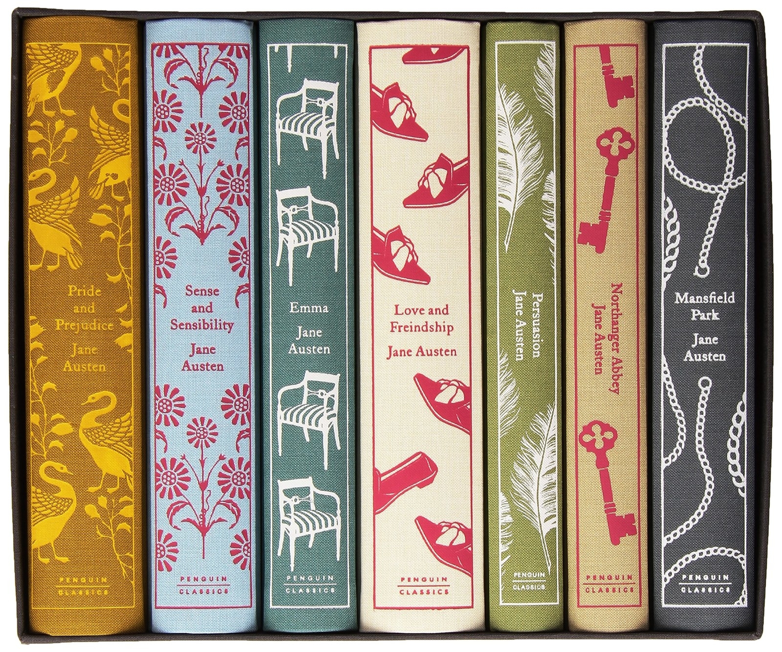 Promising review: "If you want to preserve classics and like to read with a cup of a tea and a cozy chair, these are for you. Simple cloth binding is enhanced with vintage-style decoration. Thick paper and good, easy to read print. These books are comfortable to read and look great on the shelf." —Sally DominguesGet it from Amazon for $98.99.