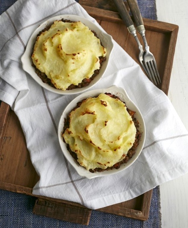 There are plenty of warm and inviting flavors in this classic dish — like onions, carrots, thyme, and rosemary — but the true star is the garlic mashed potatoes on top. Oh, heck yes. Get the recipe here.
