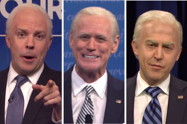 Jason Sudeikis, Jim Carrey, and Alex Moffat playing Joe Biden