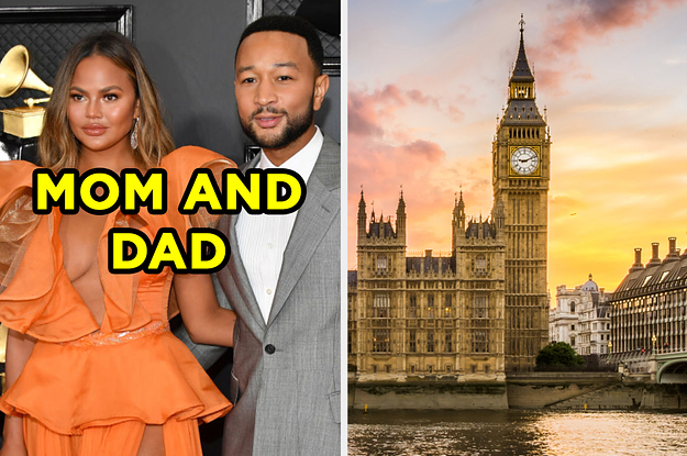 On the left, Chrissy Teigen and John Legend labeled