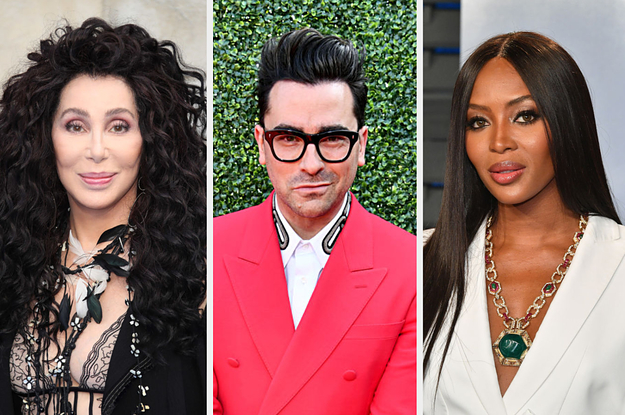 Cher, Dan Levy, and Naomi Campbell at press events