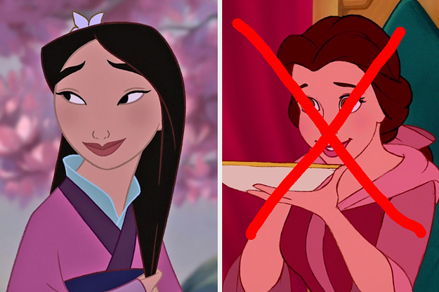 On the left, Mulan, and on the right, Belle from