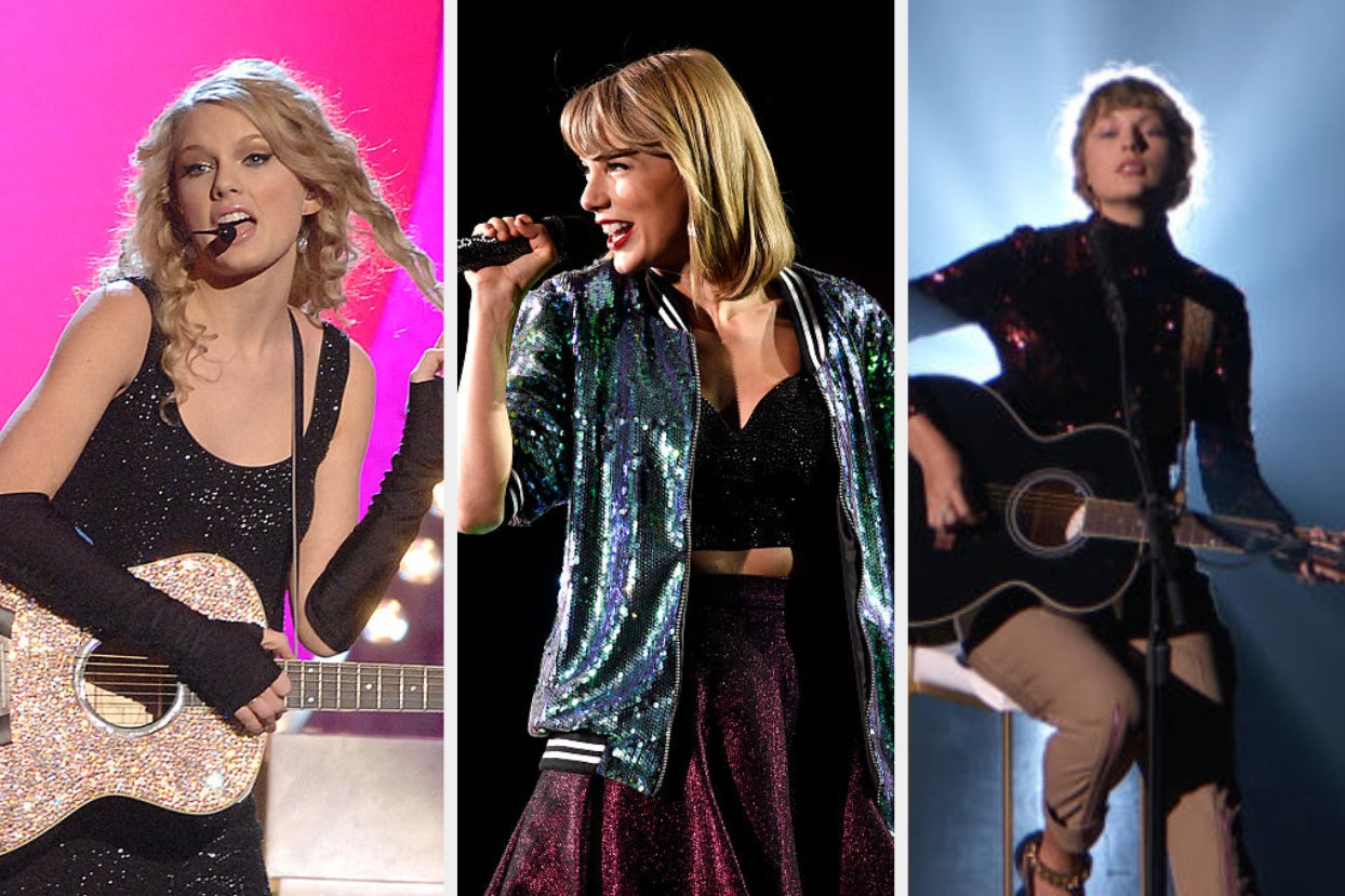 Taylor Swift in 2007, 2015, and 2020