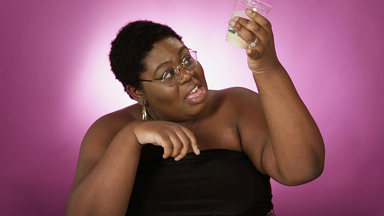 Woman drinks Krema