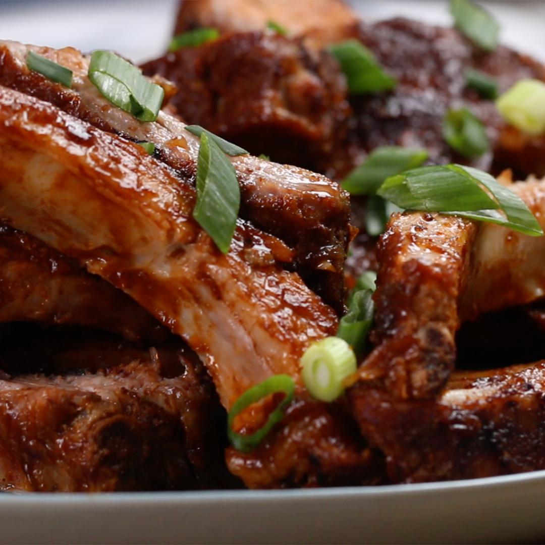 Slow Roasted Pork Ribs With Maple Bbq Sauce Recipe By Tasty