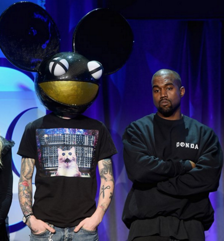 Screenshot of Kanye West and Deadmau5 together at the TIDAL launch event.