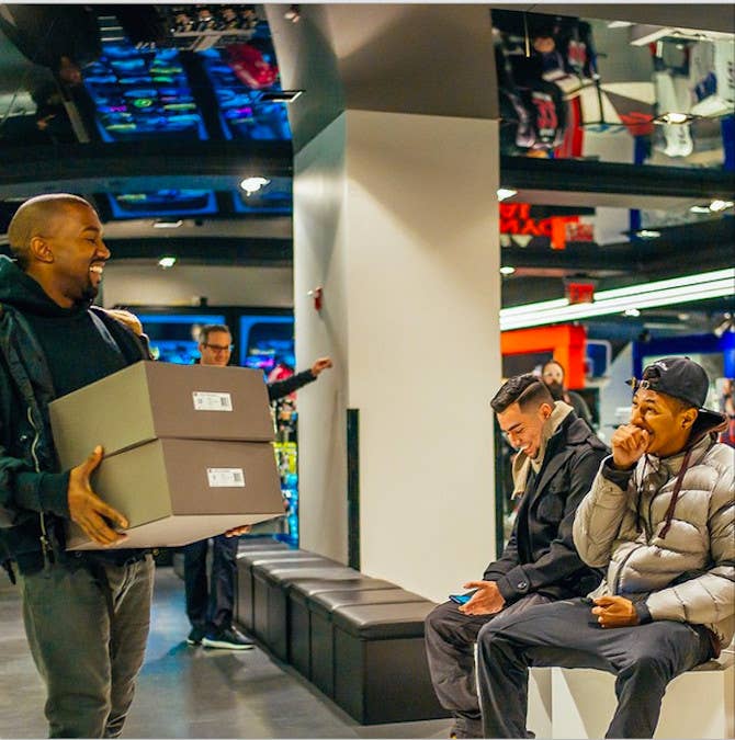 Kanye West Surprises Fans with adidas Yeezy Boosts in NYC