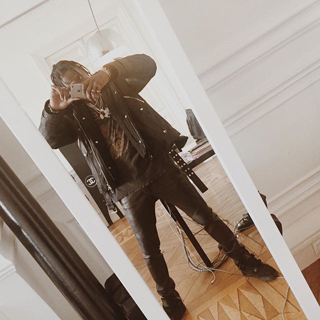 Travis Scott wearing the &#x27;Black Cat&#x27; Air Jordan 4