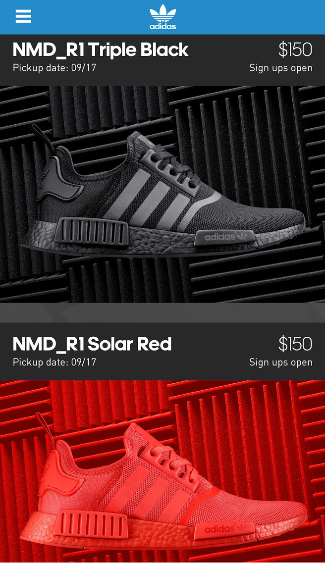 adidas NMD Black &amp; Solar Red on the Confirmed App
