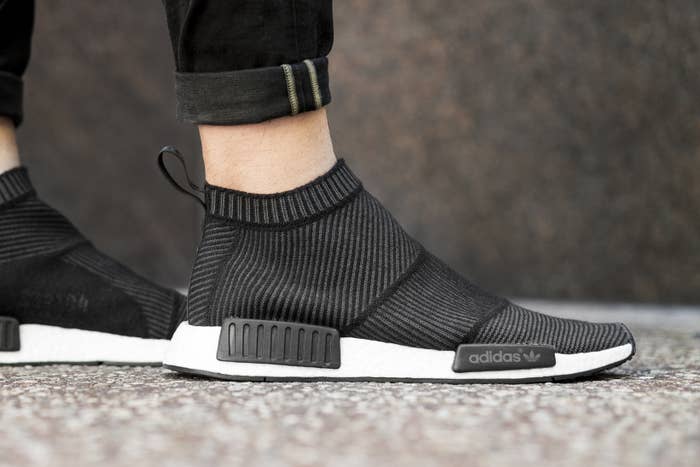 Adidas NMD City Sock Black White On Feet 01