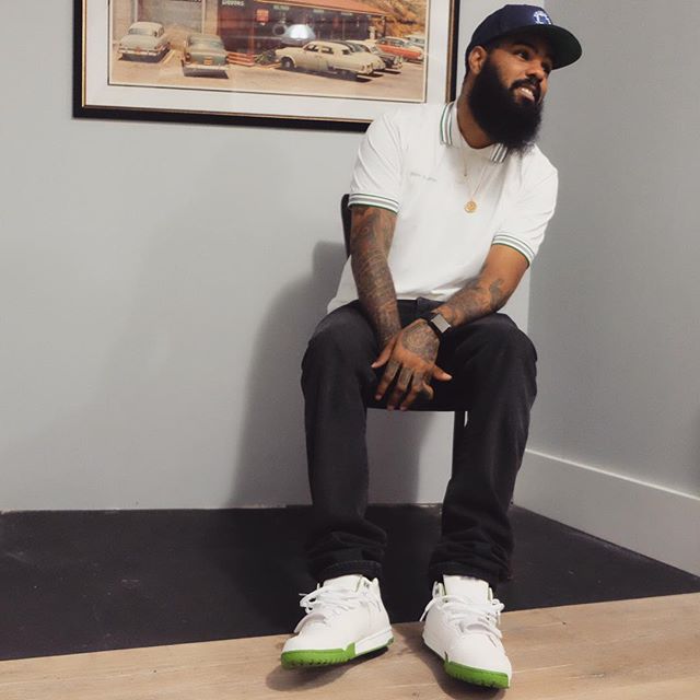 Stalley wearing the &#x27;Wimbledon&#x27; fragment x Nike Air Trainer 1