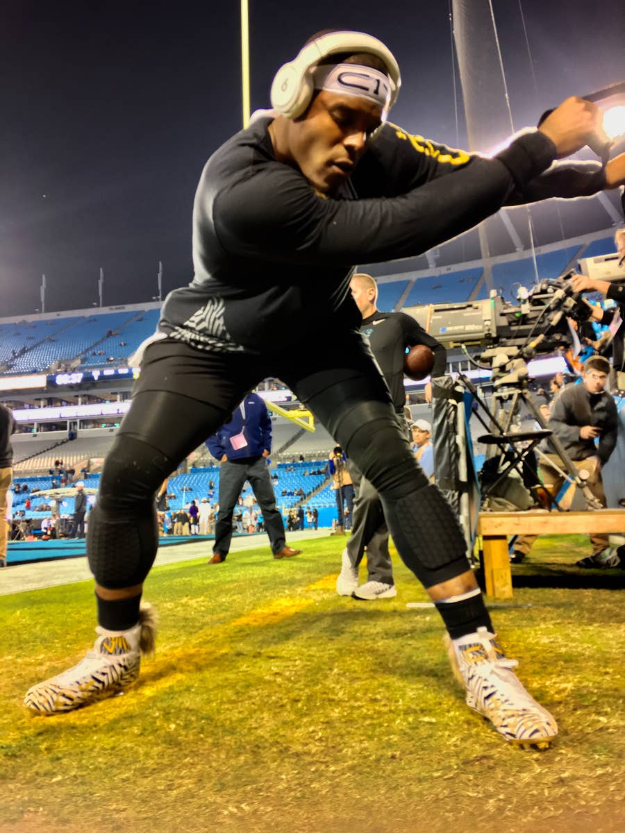 Carolina Panthers' Cam Newton wears all white cleats during the