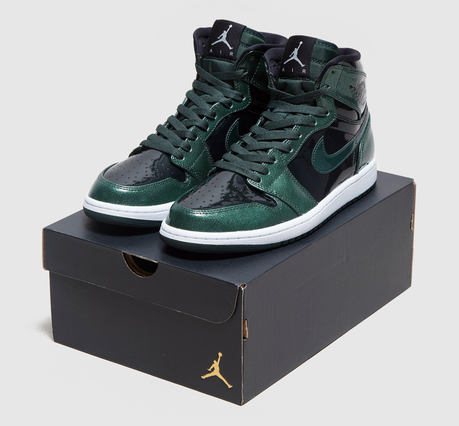 Air Jordan 1 Gorge Green Patent Leather 332550-300 Box