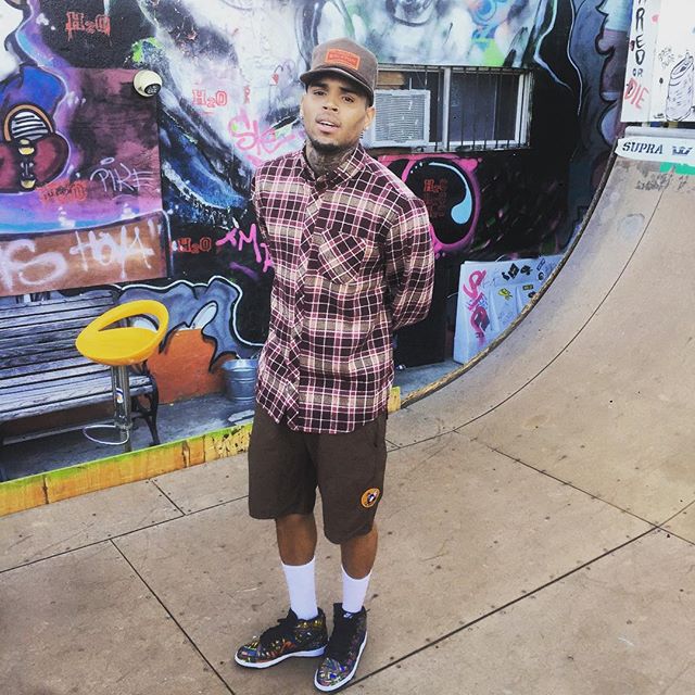 Chris Brown wearing the &#x27;Grail&#x27; Concepts x Nike Dunk High SB