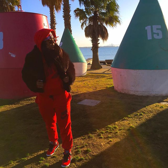 Ashanti wearing the &#x27;Toro&#x27; Air Jordan 4