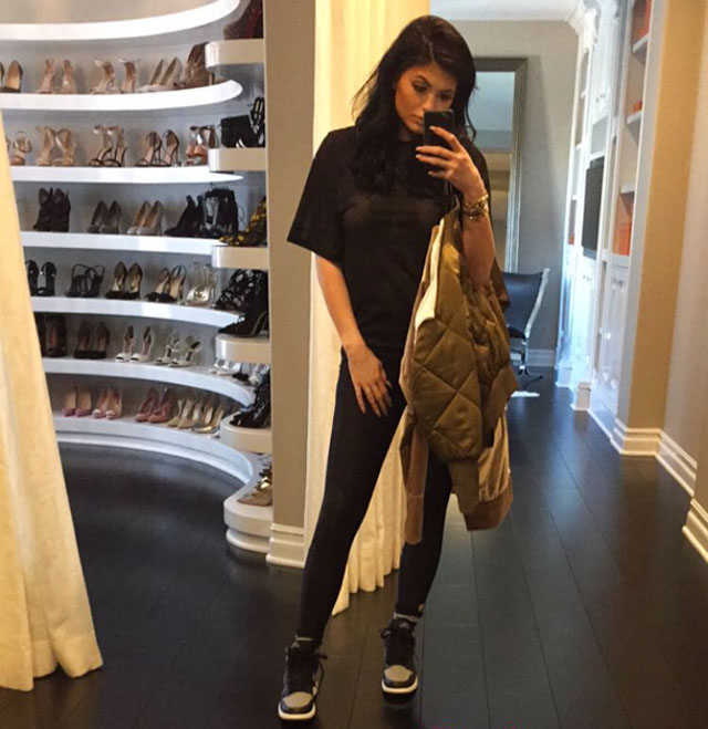 Kylie Jenner wearing the &#x27;Shadow&#x27; Air Jordan 1