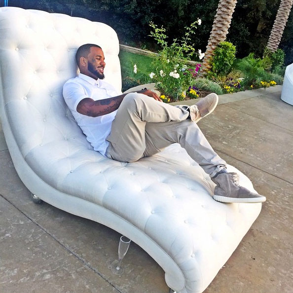 The Game wearing the adidas Yeezy 750 Boost