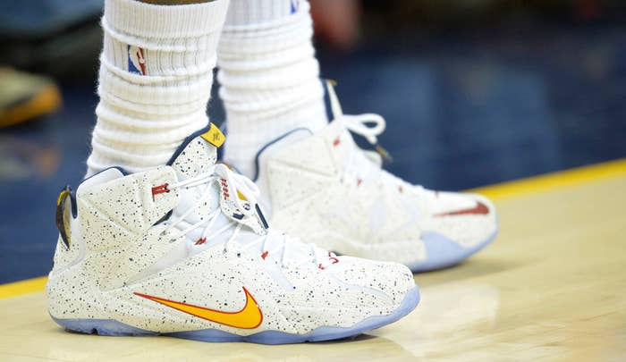 LeBron James wearing a Speckled Nike LeBron XII 12 PE in the Playoffs (1)
