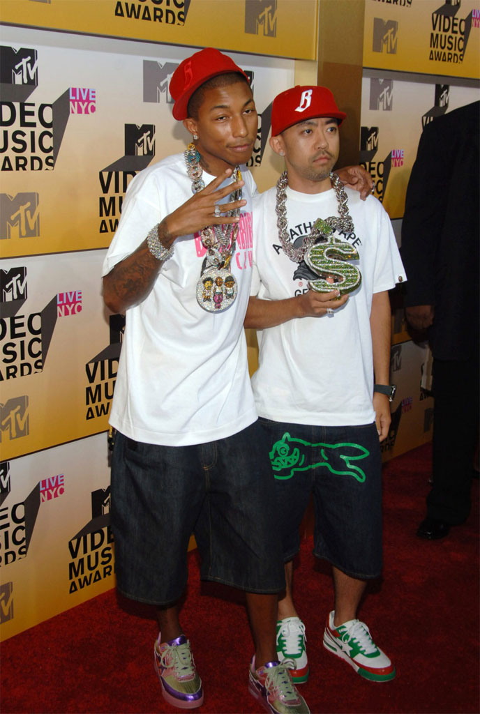 Pharrell Williams &amp; Nigo wearing BAPE Roadsta