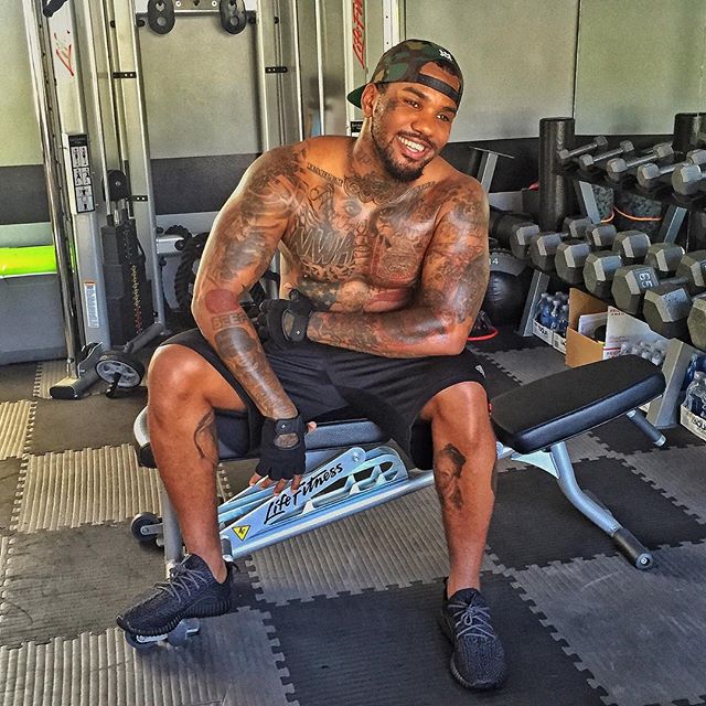 The Game wearing the &#x27;Pirate Black&#x27; adidas Yeezy 350 Boost