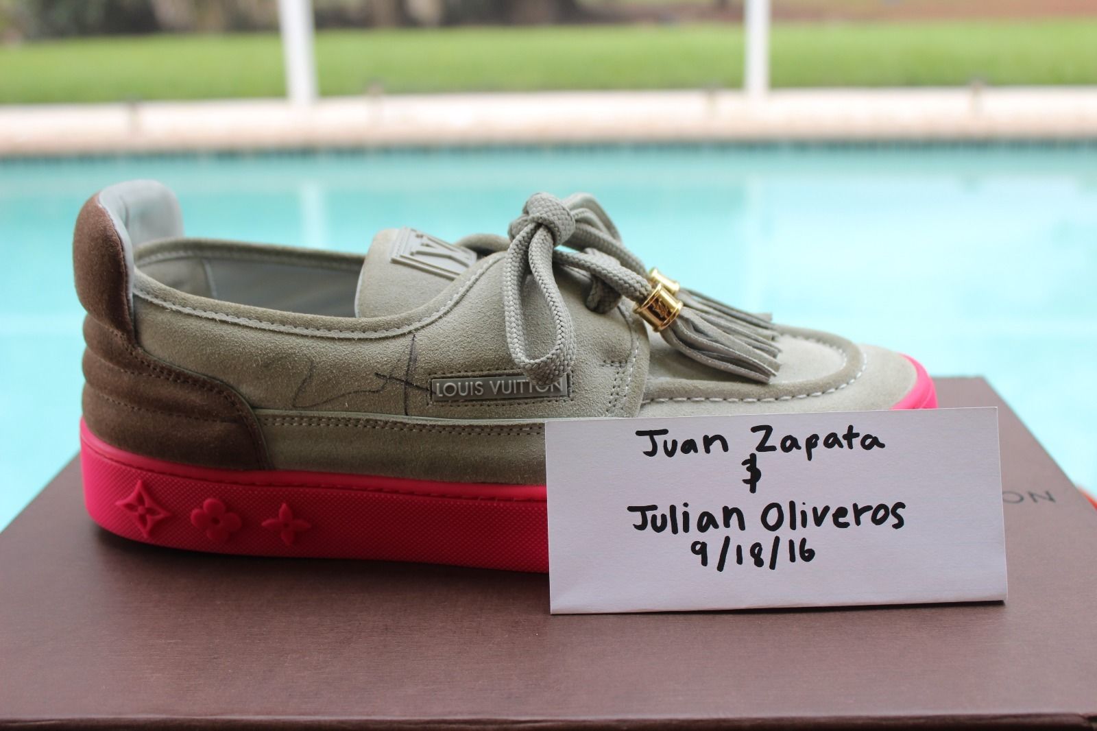 Kids Selling Kanye West Signed Louis Vuitton Hudson Sneakers Right