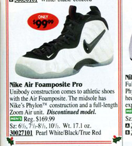 Nike Air Foamposite Pro Pearl in Eastbay Catalog 1998
