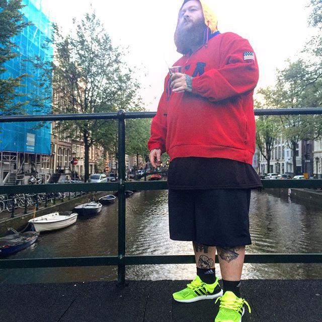 Action Bronson wearing the &#x27;Solar Yellow&#x27; adidas Ultra  Boost