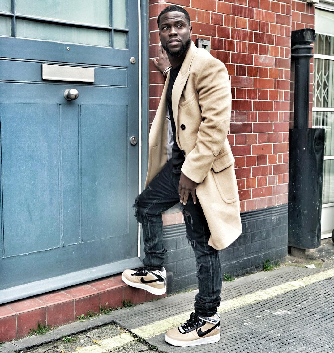 Kevin Hart Wearing the Beige Nike Air Force 1 RT
