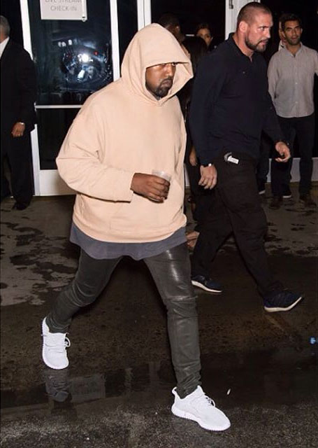 Kanye West wearing the &#x27;Silver&#x27; adidas Yeezy 350 Boost