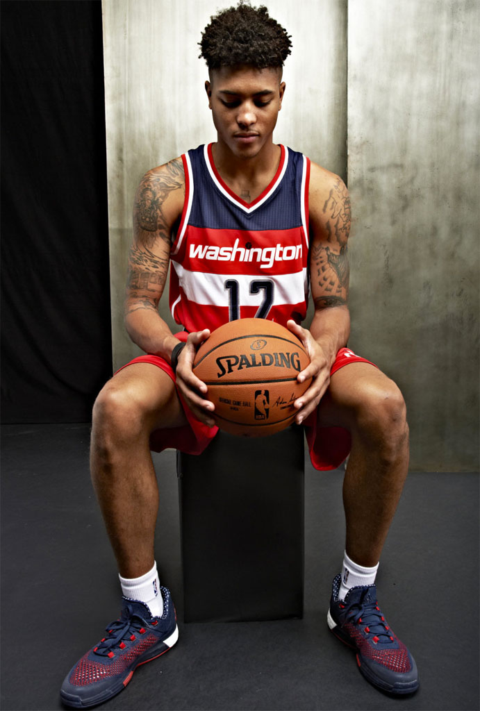 Kelly Oubre Jr. wearing the &#x27;USA&#x27; adidas Crazylight Boost 2015