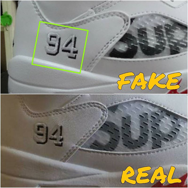 Supreme Air Jordan 5 White Legit Real vs. Fake Comparison (6)