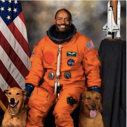 Ex-astronaut Leland Melvin with his dogs.