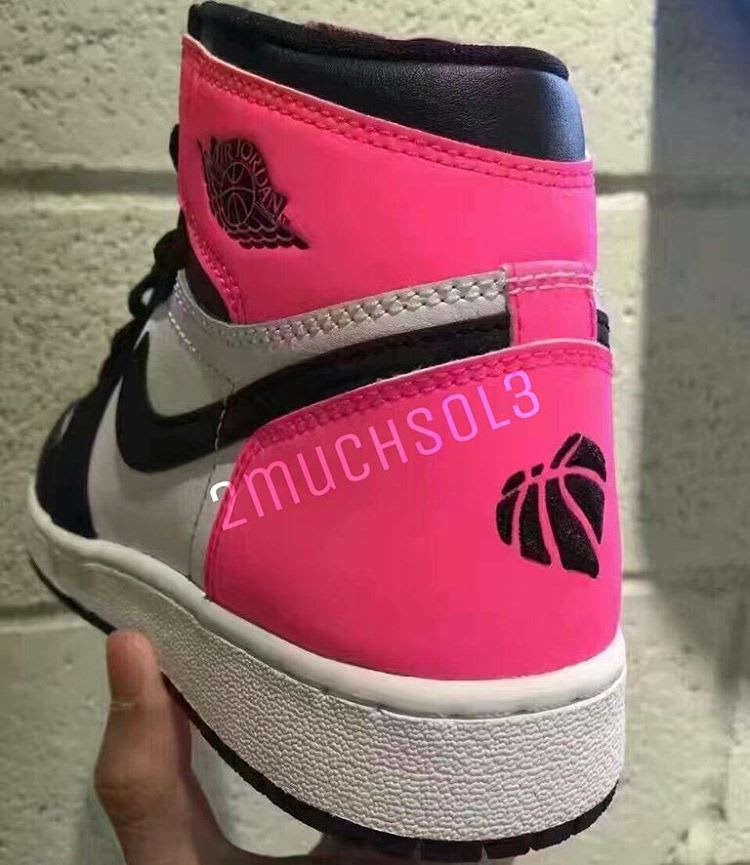 Air Jordan 1 Valentine&#x27;s Day Black Pink Release Date Heel 881426-009