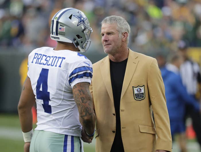 Dak Prescott Brett Favre Cowboys Packers 2016 Lambeau Field