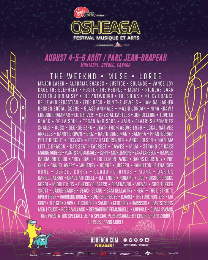 Osheaga 2017 Music Festival Lineup Montreal