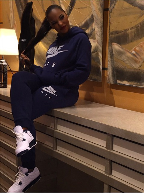 Ashanti wearing the &#x27;Legend Blue&#x27; Air Jordan IV 4