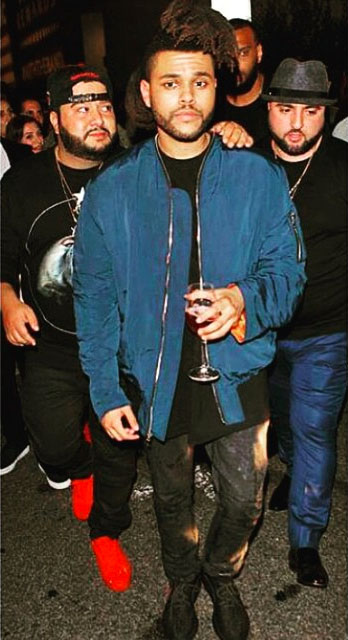The Weeknd wearing the &#x27;Pirate Black&#x27; adidas Yeezy 350 Boost