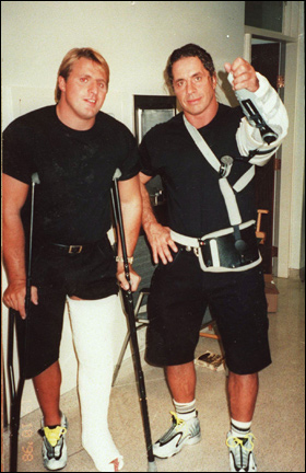 Bret &amp; Owen Hart wearing the Nike Zoom T-Bug Flight