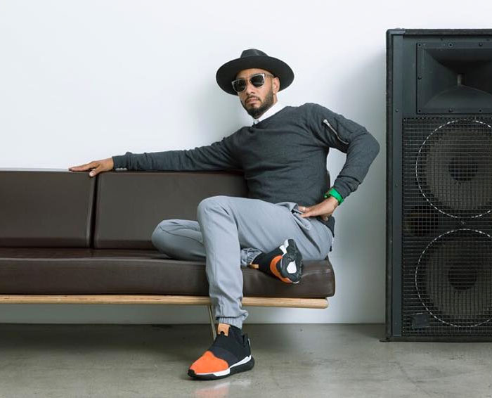 Swizz Beatz wearing the &#x27;Orange Toe&#x27; adidas Y3 Qasa Low II