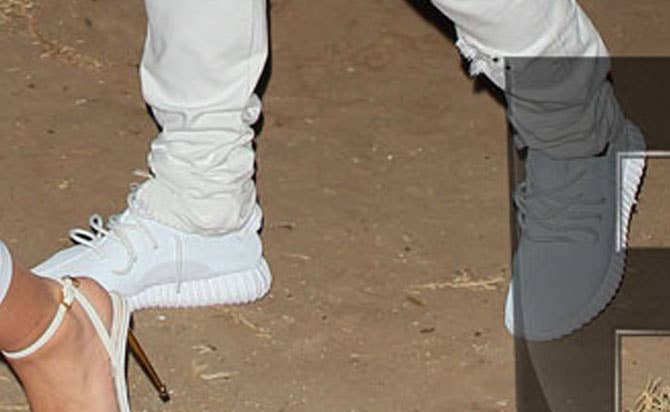 adidas yeezy triple white on feet