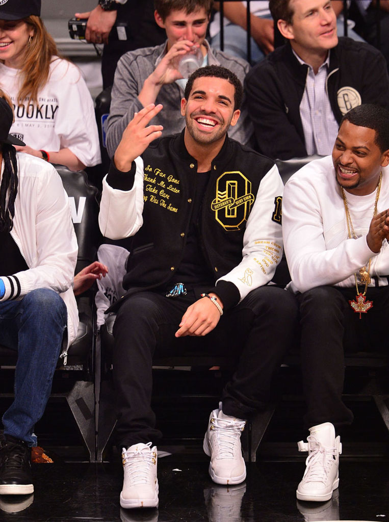 Drake Wearing White &#x27;OVO&#x27; Air Jordan 12 (7)