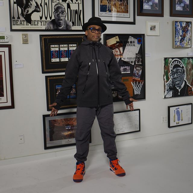 Spike Lee wearing the &#x27;Knicks&#x27; Air Jordan Spike 40
