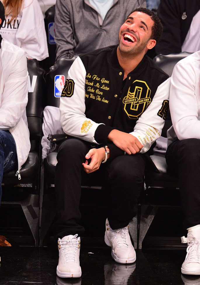 Drake Wearing White &#x27;OVO&#x27; Air Jordan 12 (6)