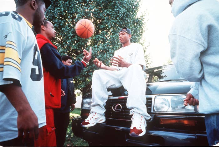 Allen Iverson wearing the Reebok Question