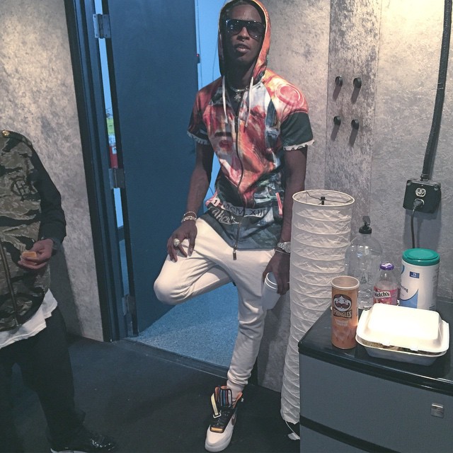 Young Thug wearing the &#x27;White&#x27; Nike Air Force 1 High RT
