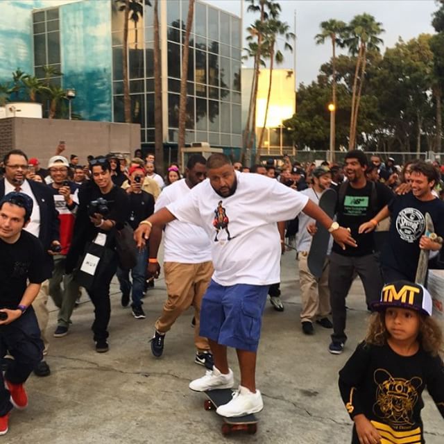DJ Khaled wearing the &#x27;White Metallic&#x27; Air Jordan 5 Low