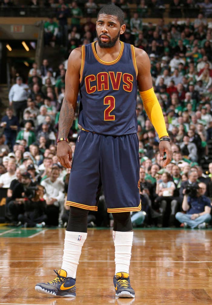 Kyrie Irving wearing a Nike Kyrie 1 Navy PE for the Playoffs (1)
